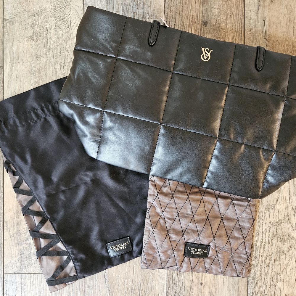Victoria's Secret Black Quilted Tote